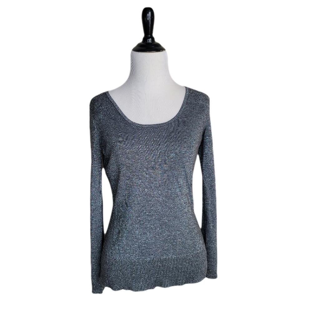 Madison gray and silver metallic sweater